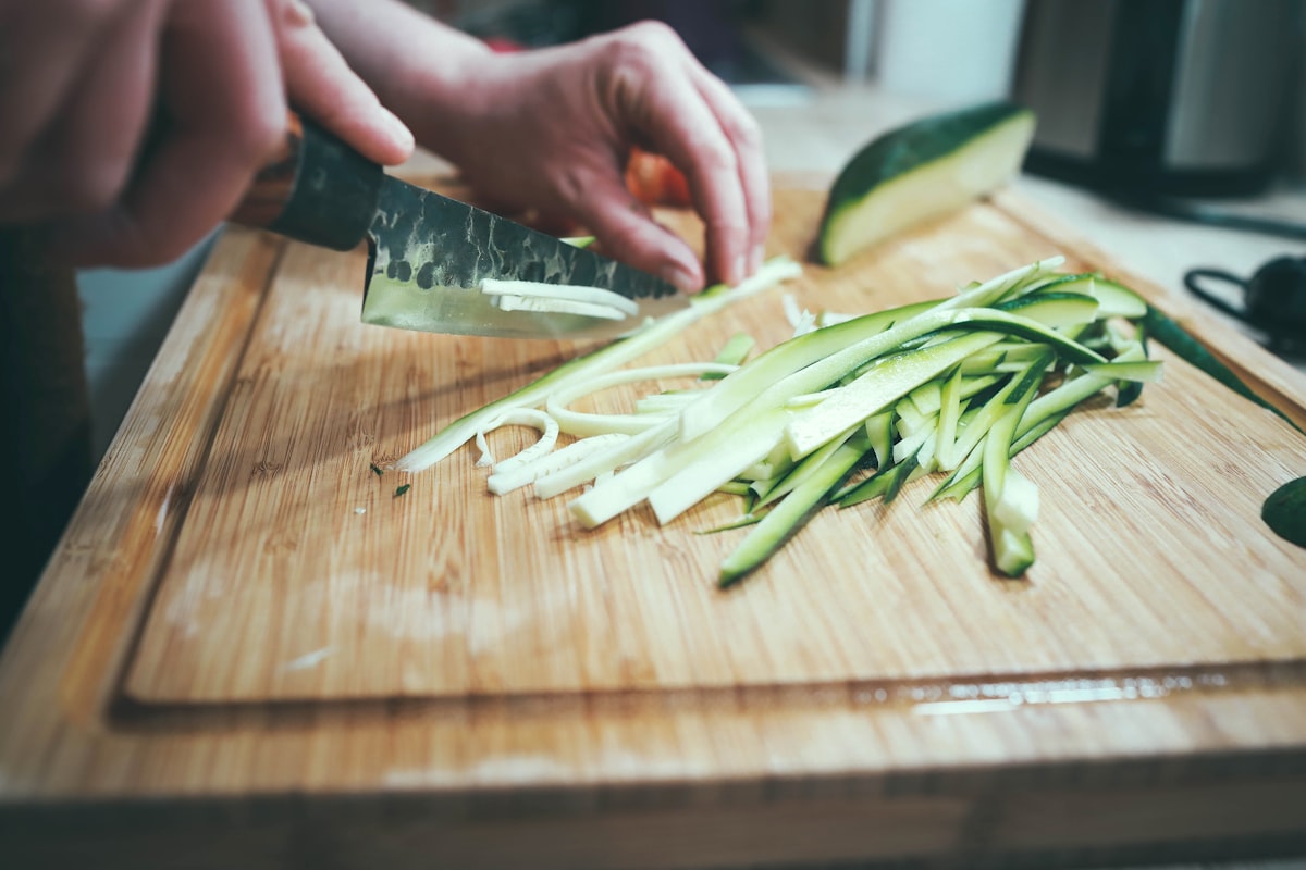 Professional kitchen setup with fresh ingredients